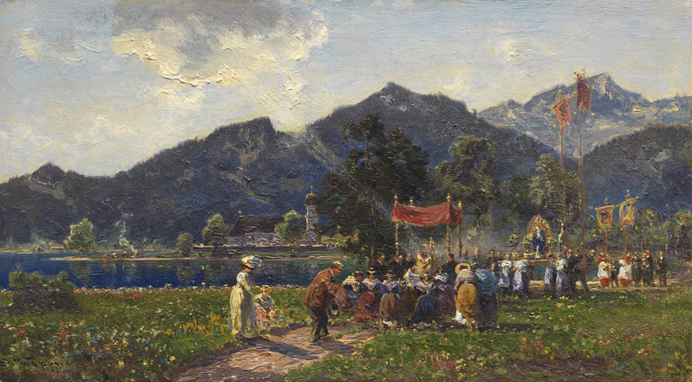 jGemälde von Joseph-Wopfner-Prozession-am-Walchensee